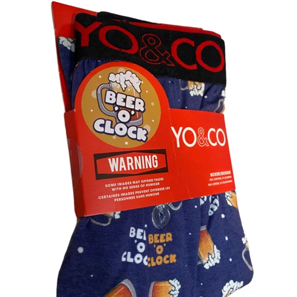 Mens Yo And Co Boxers Beer O Clock - Size M Navy Graphic Stretch Breathable New - Picture 4 of 11